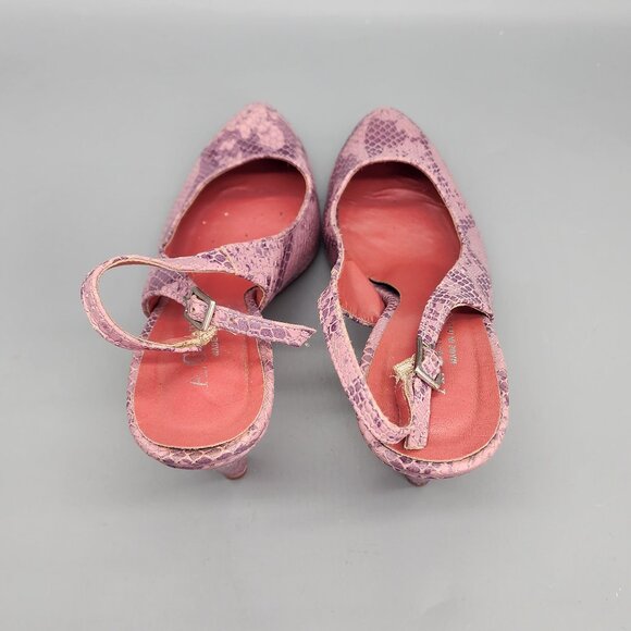A. Giannetti Italy Heels Size 39 US 8.5–9 Pink Snakeskin Leather Slingback - Picture 15 of 15